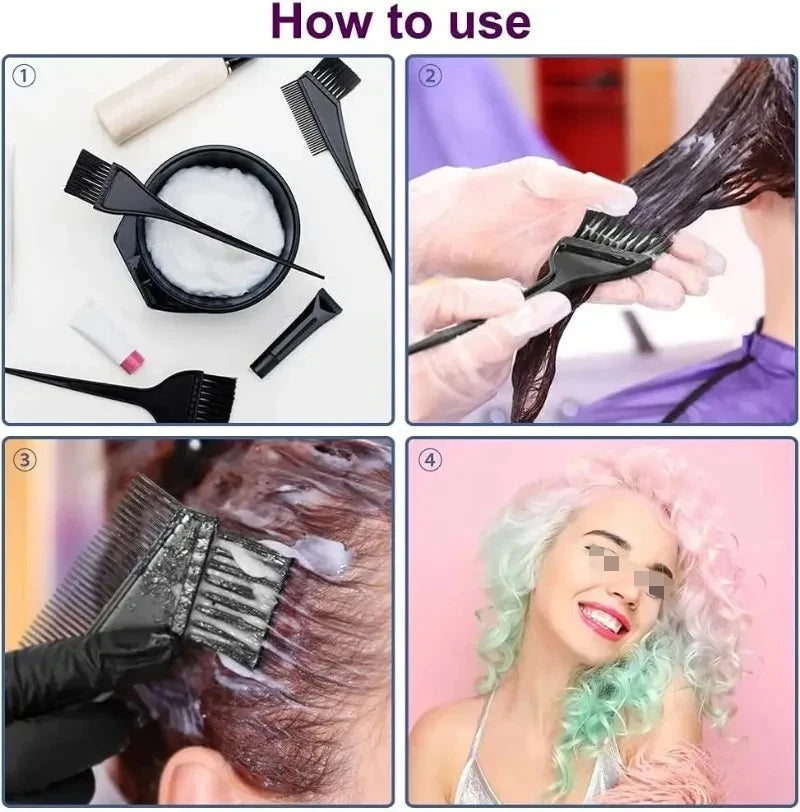 4pc Hair Coloring Kit, Hair Dye Brush, Tools for Hair Coloring Kit–Professional Dyeing Tools Set –Perfect for DIY and Salon Use Qme