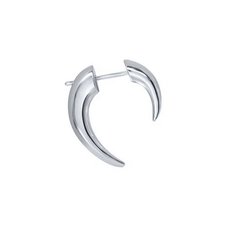 Boho Horn Stud Earring Gold Silver Color Moon Punk Earring For Women Party Jewelry Accessory Unique Wolf Fangs Earring Qme