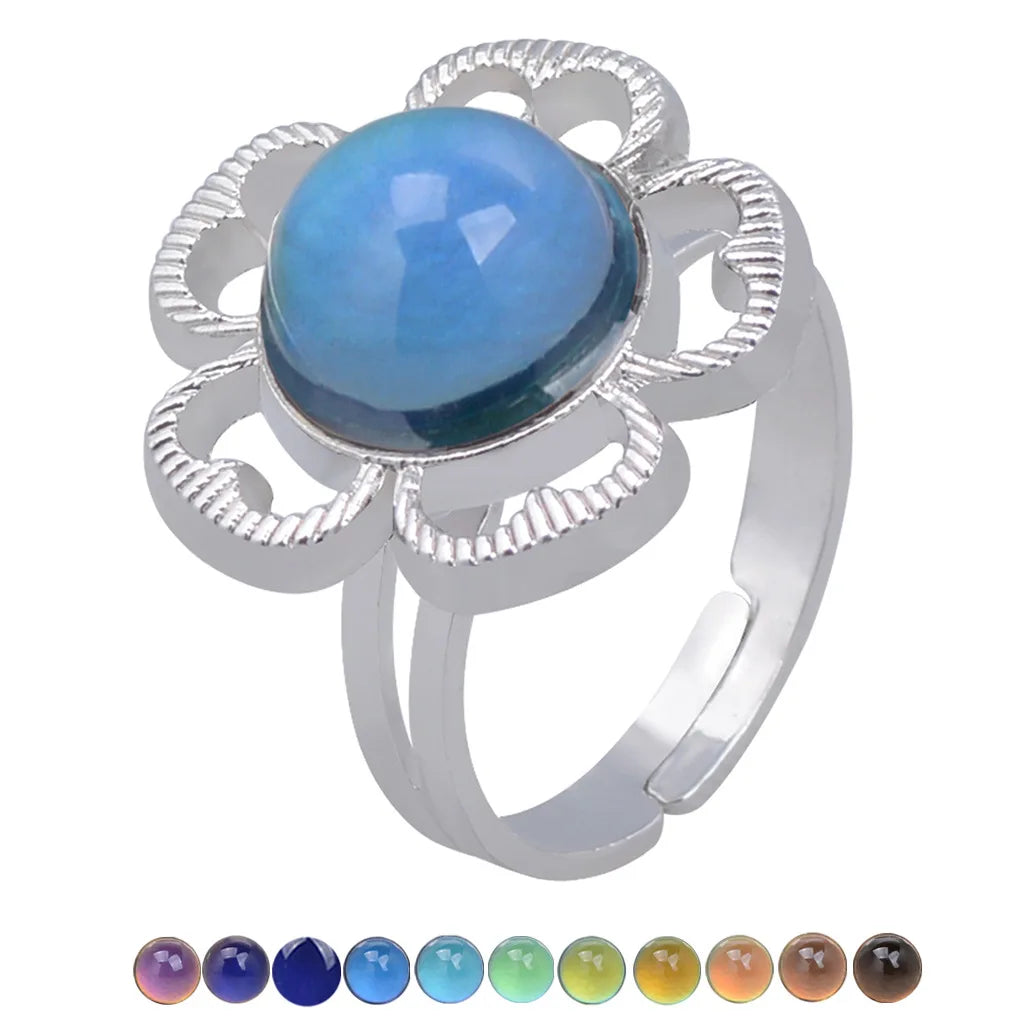 Change Mood Ring Open Retro Gem Emotion Feeling Changeable Ring Temperature Control Gems Color Changing Rings for Women Female Qme 061 resizable