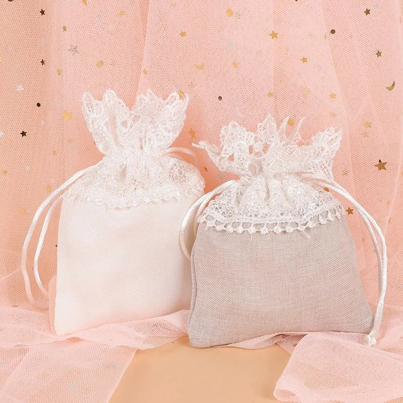 Lace Wedding Candy Bag European Brocade Drawstring Embroidery Qme