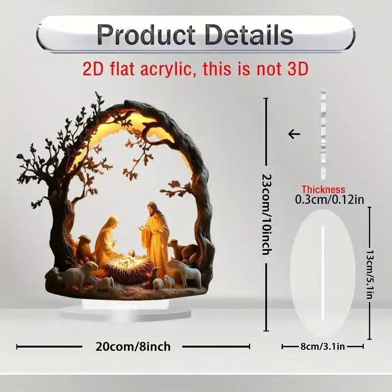 Desktop Decor Family Statue Jesus Tree Of Life Newborn Acrylic Flat Plate Desktop Decoration Ornaments For Home Decor Qme D