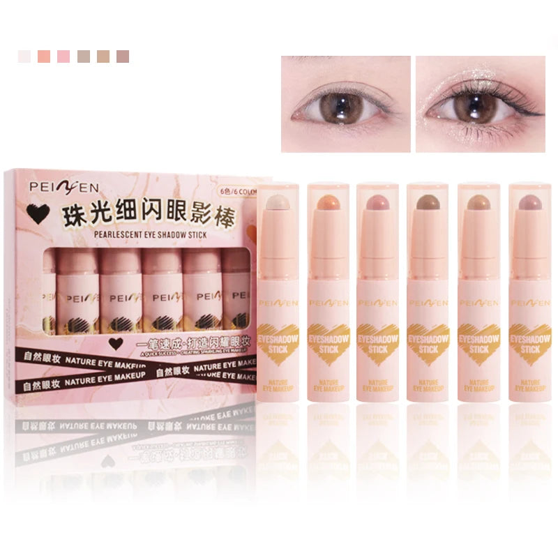 6 Eye Shadow Stick Waterproof Durable Multi-color Optional Shiny Qme