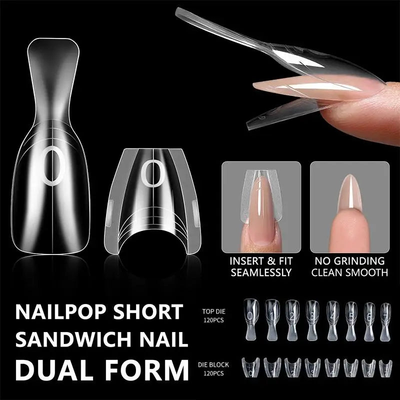 Coffin Nail Extension Forms Dual Mold Reusable DIY Acrylic Gel Qme
