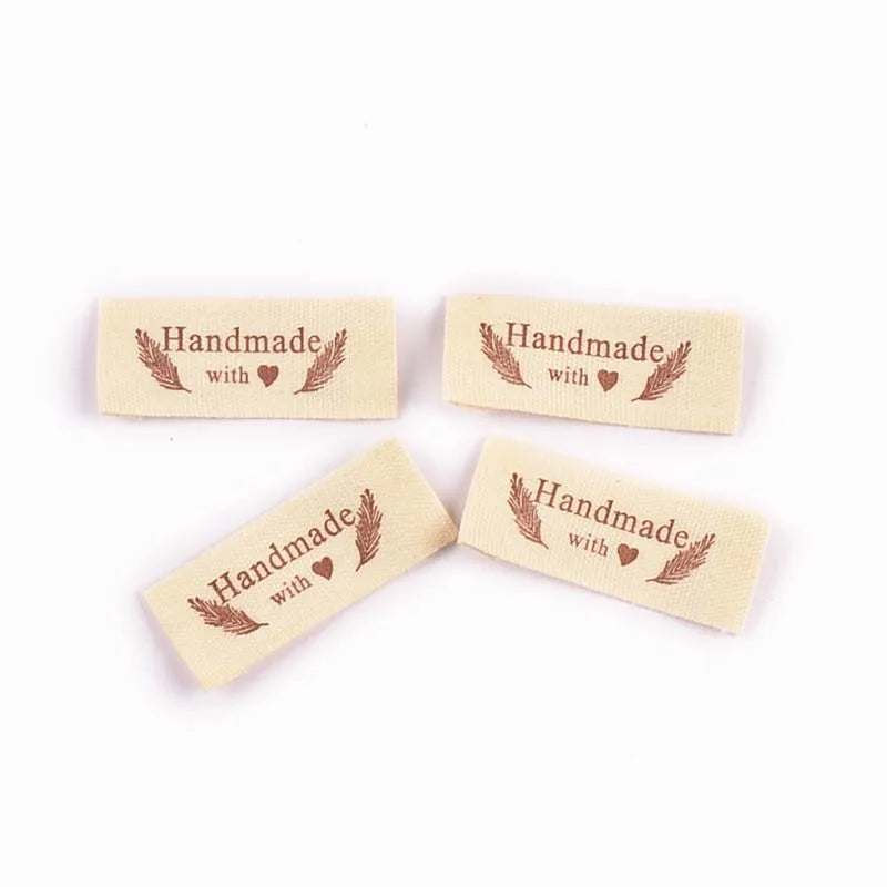 50pcs 14.5-53mm Vintage Handmade Fabric Labels Soft Clothing Tags for DIY Sewing Crafts Clothes Scrapbooking cp3820 Qme 37x15mm