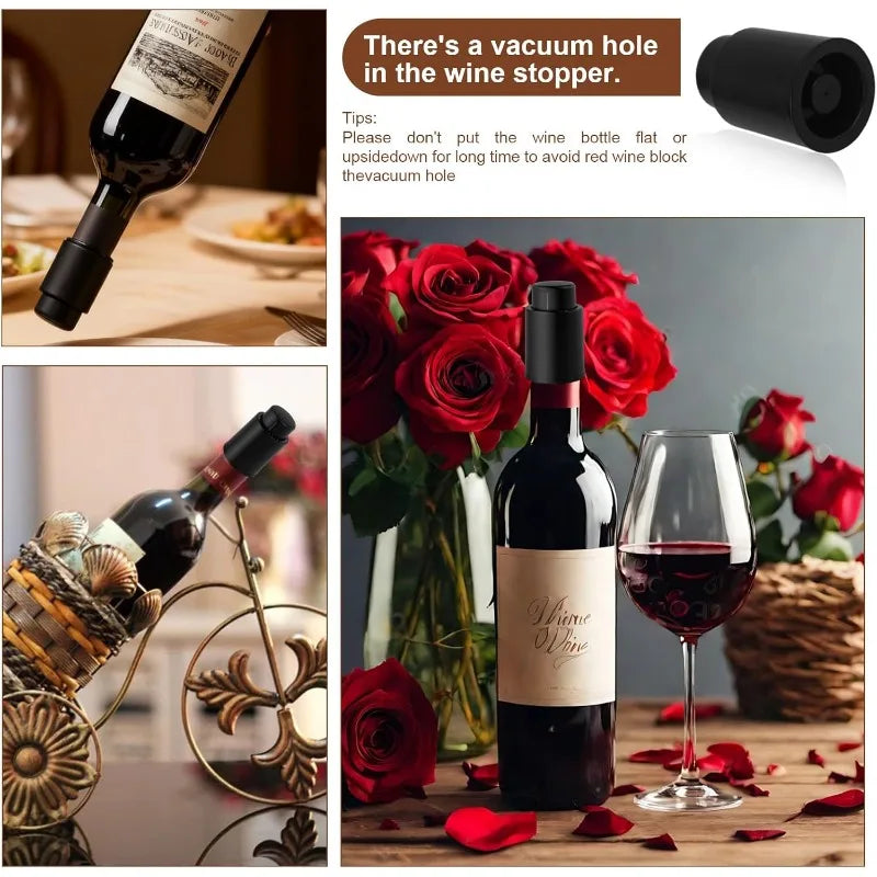 Vacuum Wine Stopper Reusable Wine Stopper Sealed Storage Wine Bottle Stopper Push-type Bar Tools Bar Utensils Qme