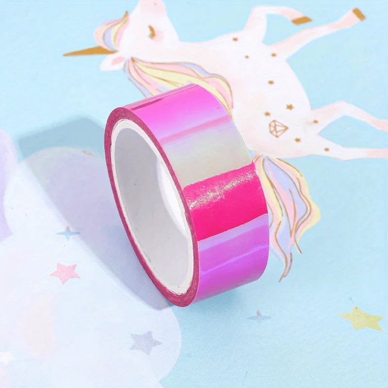 1pc / 196.85 inches laser reflective tape, decorative tape, girl album stationery tape, stationery stickers, photo diary, Qme Pink