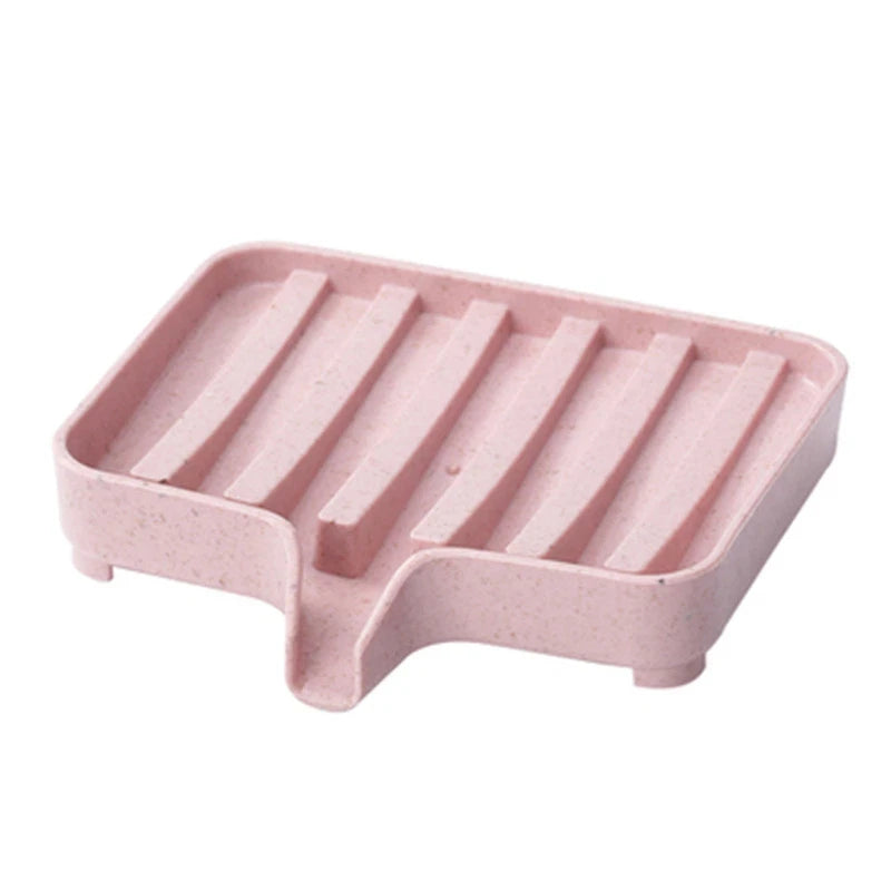 Useful Silicone Soap Dish Bathroom Self Draining Bar Holder Kitchen Qme Pink