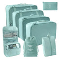 Portable Travel Organizer Storage Bags Set Suitcase Packing Cubes Set Cases Portable Luggage Clothes Shoe Tidy Pouch Folding Bag Qme 8 PCS Lake Blue