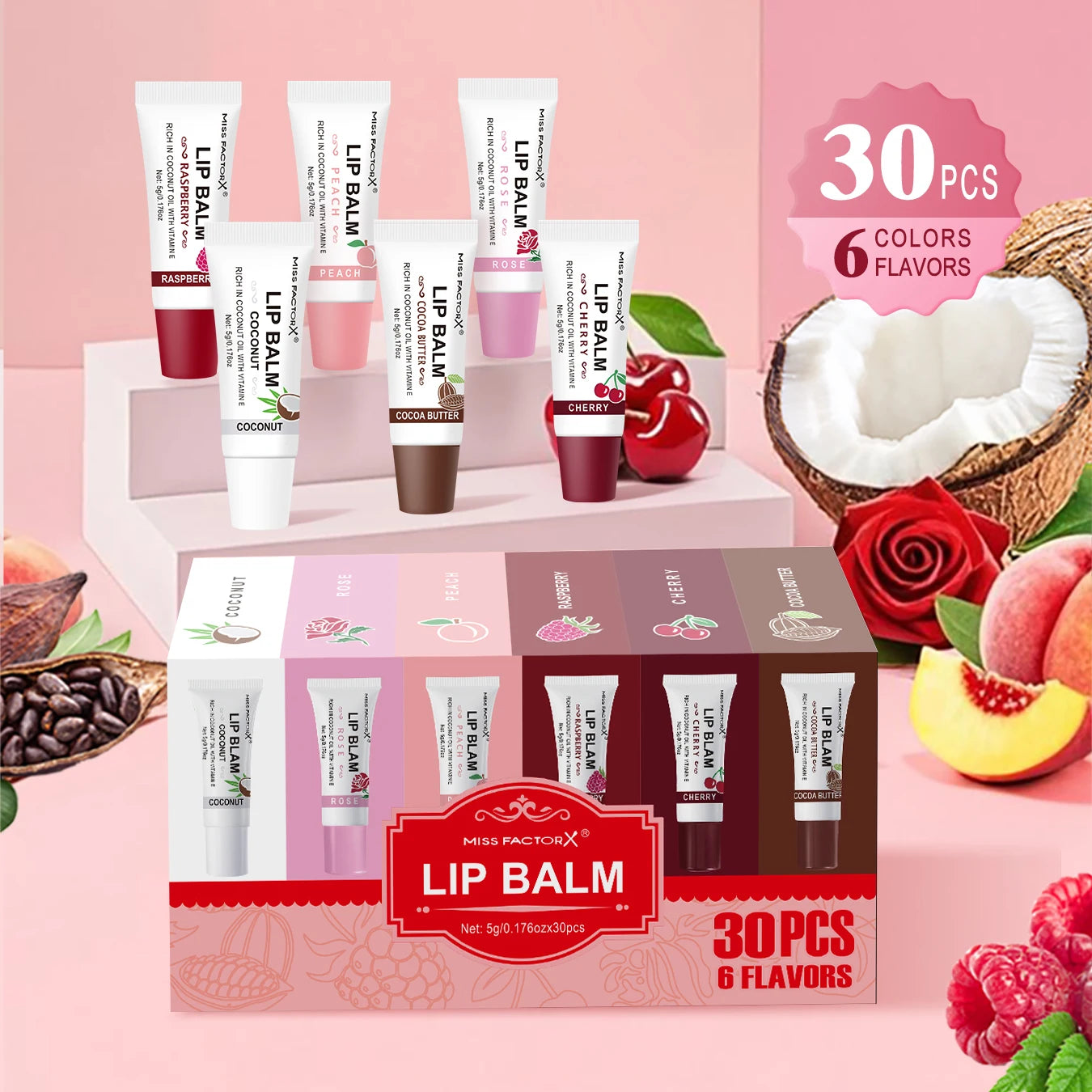 30-piece MISS FACTORX Hyaluronic Acid and Collagen Infused Lipstick - Deep Moisturizing, Long-lasting Lip Color, the perfect gif Qme