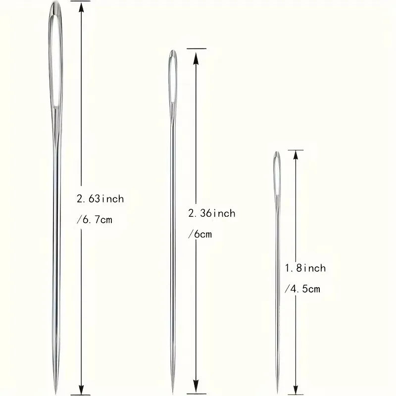 15PCS DIY Craft Tools Large Eye Needles Steel Embroidery Cross Stitch Knitting Yarn Sewing Hand Crochet Hook Set Kit Qme