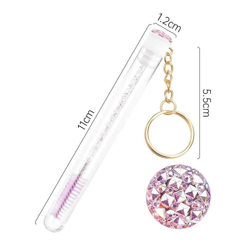 Reusable Eyelash Brush Tubes Gold Keychain Sparkling Lash Mascara Qme 5PCS-Purple CN
