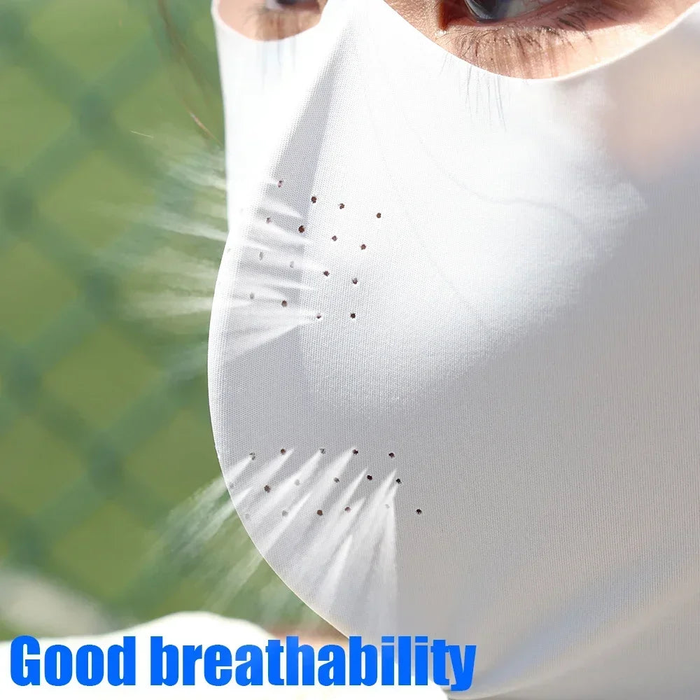 Women Summer UV Protection Neck Scarf Ice Silk Face Mask Cover Outdoor Wrap Cover Sports Cycling Sun Proof Sunscreen Dustproof Qme