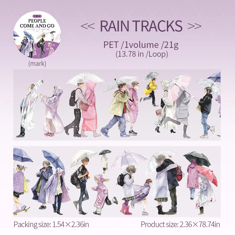 1 Roll Pedestrian PET Seamless Scene Washi Tape for DIY Scrapbooking Journal Collage Material Phone Case Notebook Decoration Qme 5