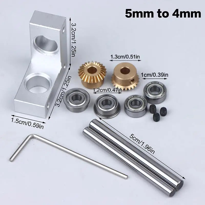 4/5mm Mini Right Angle Rotator Small 90 Degree 1:1 Gearbox Bevel Gear Commutator Model Transmission Case Qme A3