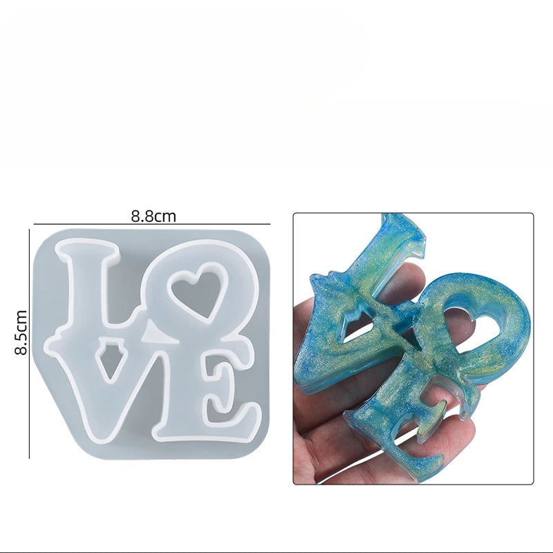 1Pc Love English Letters Aromatherapy Wax Pendant Silicone Molds DIY Gypsum Plaster Silicon Mould For Car Decoration Valentine Qme