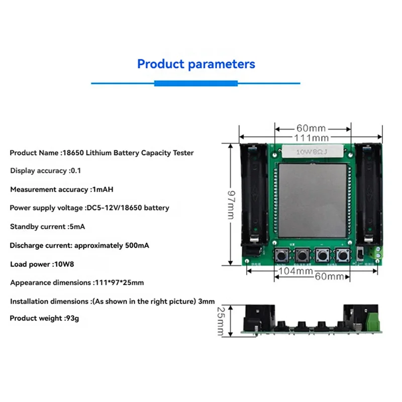 A02F-Lithium Battery Capacity Tester LCD Digital Display True Capacity Module Test True Capacity Qme