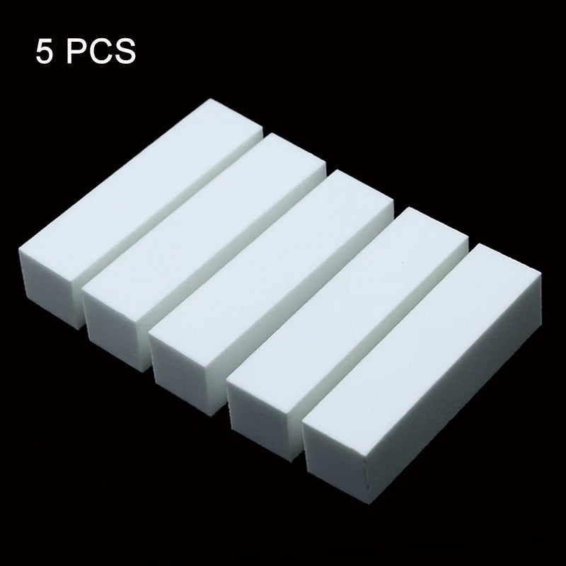 Nail Art Buffer Grinder Buffing Block White Nail File For Pedicure Tips Manicure Care Sponge Buffer Gel Polish Accessories Tools Qme 5PCS White