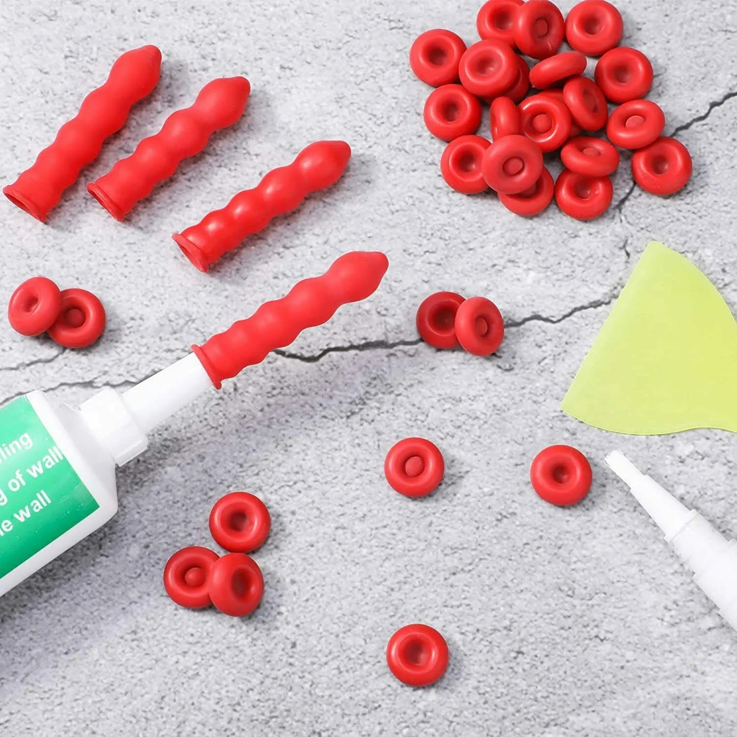 20pcs Caulk Cap Glass Glue Tip Sealing Cap Barrel Glue Mouth Protective Cover Caulking Gun Nozzles Cap Red Caulk Saving Cap Qme