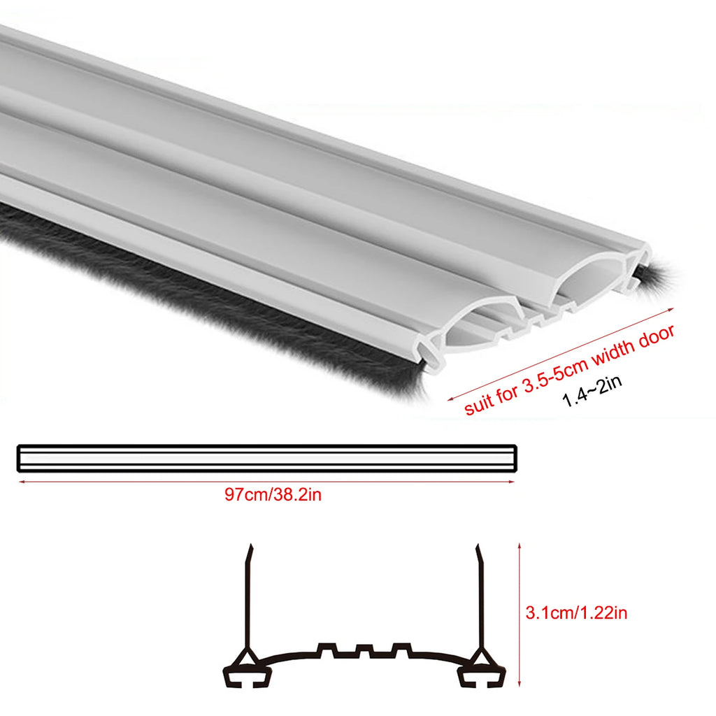Under Door Seal Strip with Brush Self Adhesive Weather Stripping Door Draft Stopper Against Dust Cold Heat Noise Door Stopper Qme