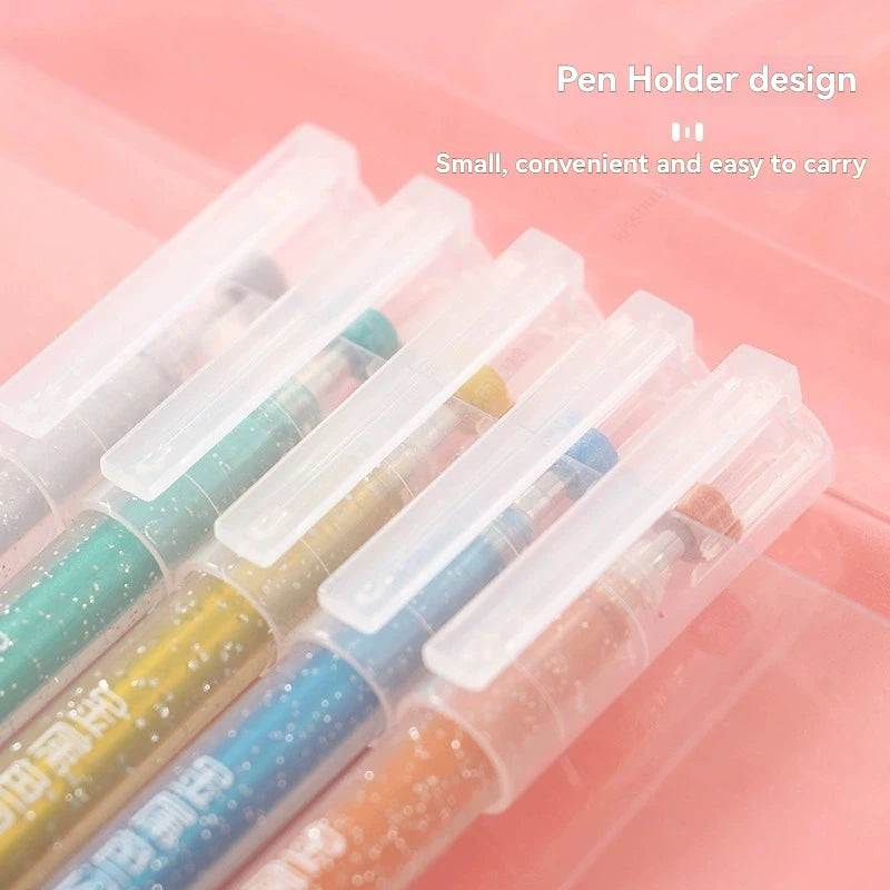 Metallic Glitter Gel Pens - Pens For Scrapbook, Journals or Drawing DIY Projects - Colored Metallic 1.0mm Ink - 12 Pack Qme