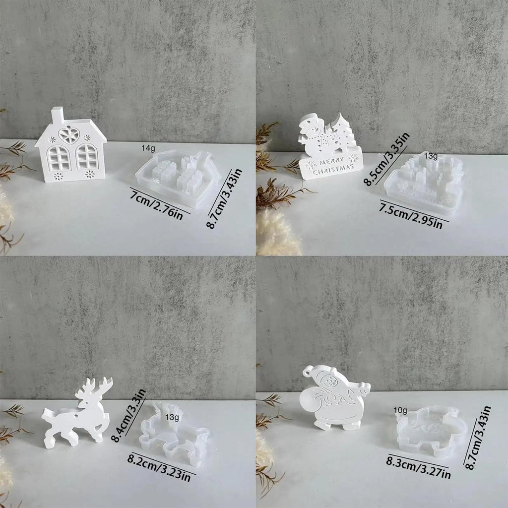 Christmas Resin Molds Ornaments Pendant Reusable Charm Plaster Wax Qme