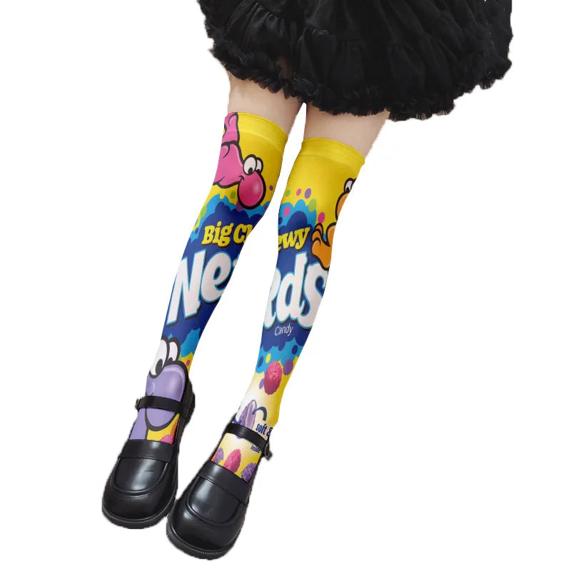 Fun Snacks Food Women's Stockings Skateboard Teen Harajuku Fashion Qme style1 One Size