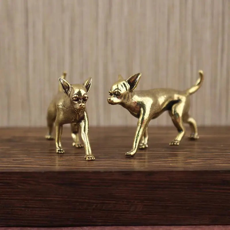 Animal Brass Ornaments Hairless Dog Puppy Entrance Coffee Table Qme