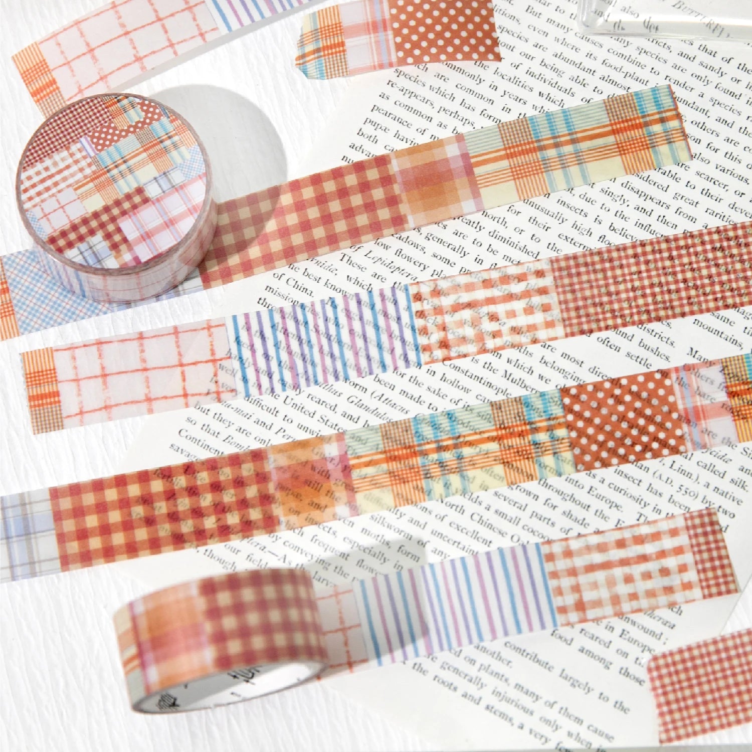 1 Roll Linen Plaid Theme Retro Washi Tape for DIY Journal, Photo Frame Collage Material, Scrapbook, Phone Case Decoration Qme