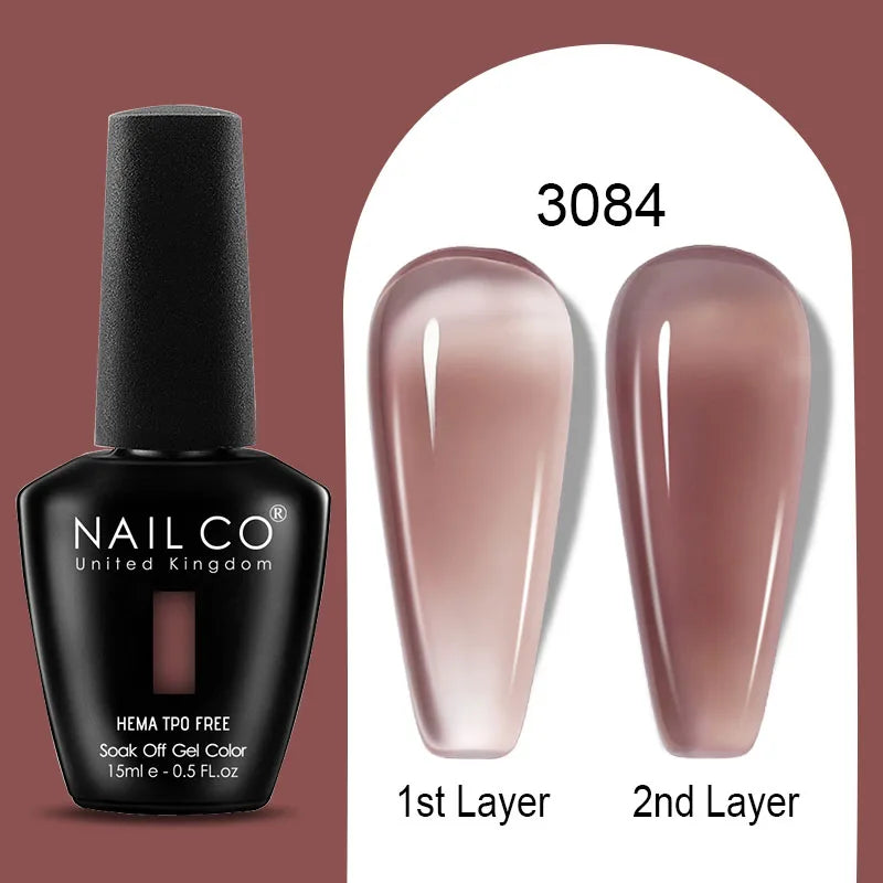 Nailco Jelly Gel Nail Polish Transparent Varnishes 44 Colors Red Pink