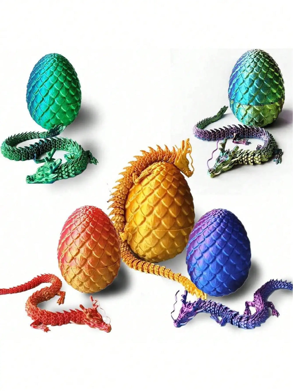 3D Printed Dragon Eggs Inside Rainbow Articulated Toys Crystal Red Qme