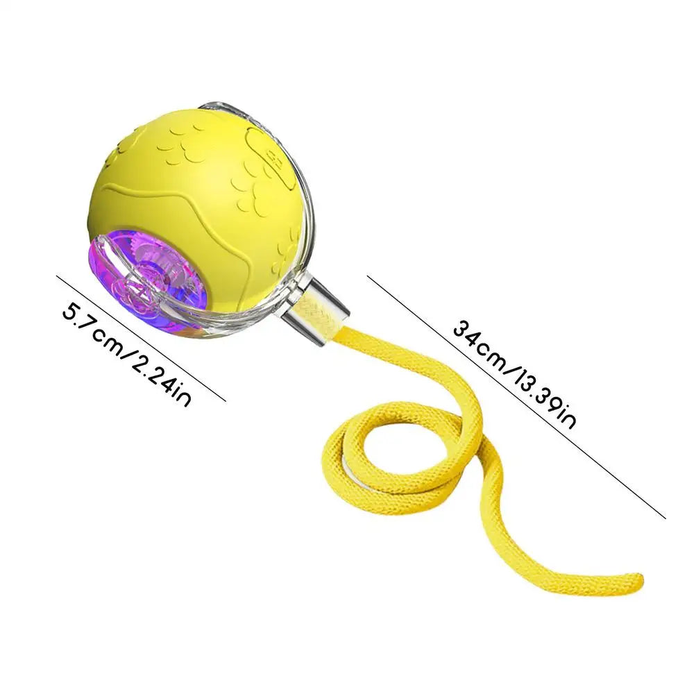 Automatic Cat Ball Rechargeable Pet Game Silicone Cat Balls With Rope For Indoor Play Enrichment Exercise Boredom Stimulation Qme Yellow China Mainland