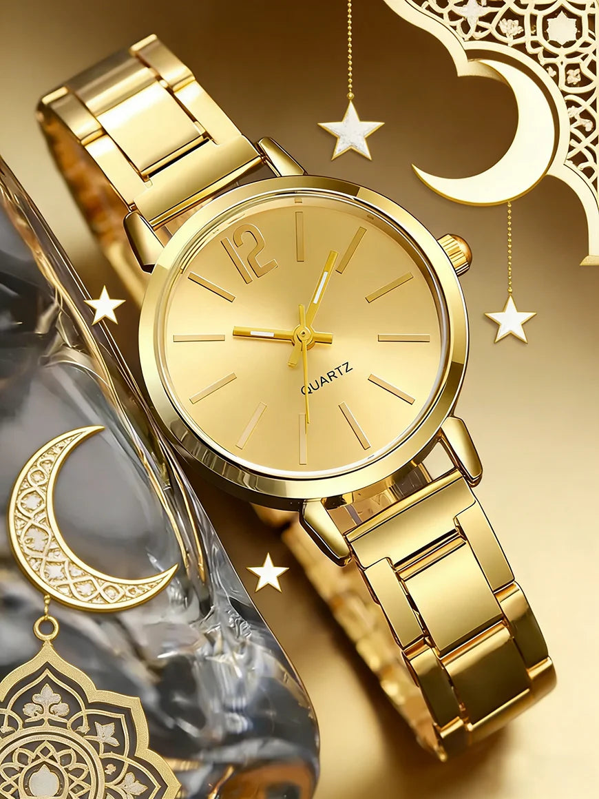 Ladies Casual Fashion Quartz Watch And Hollow out Jewelry Set Suitable for Daily Wear Holiday Outfits Birthday Gifts Qme