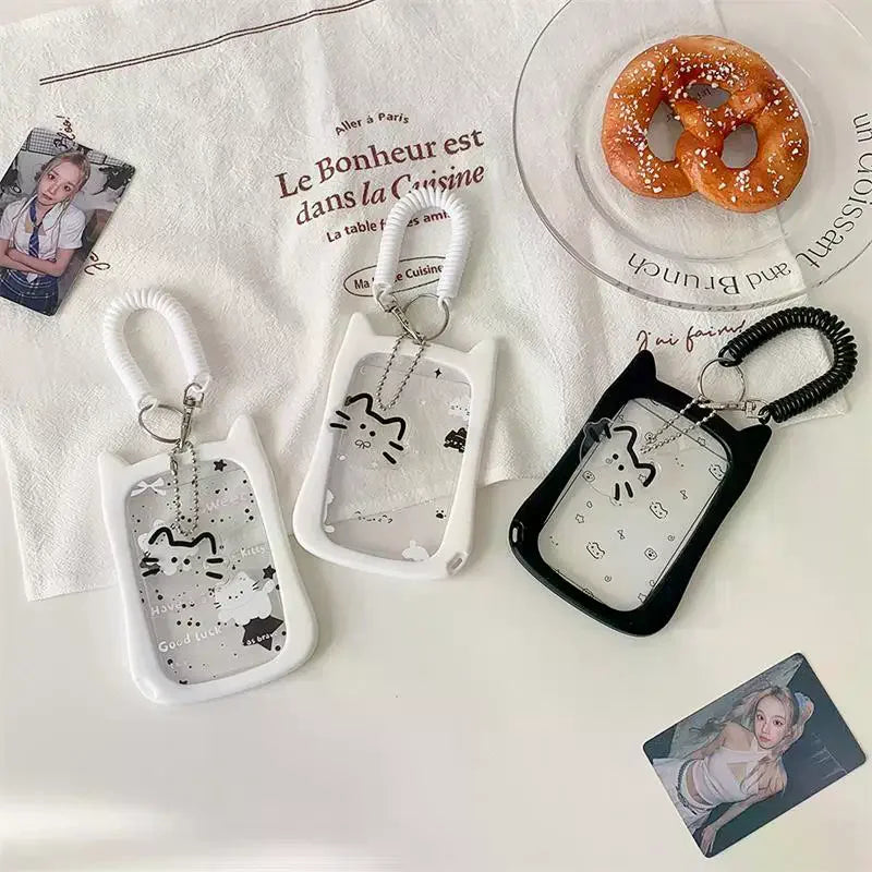 Cute Cat Photocard Holder Elastic Rope Card Idol Photo Storage Qme