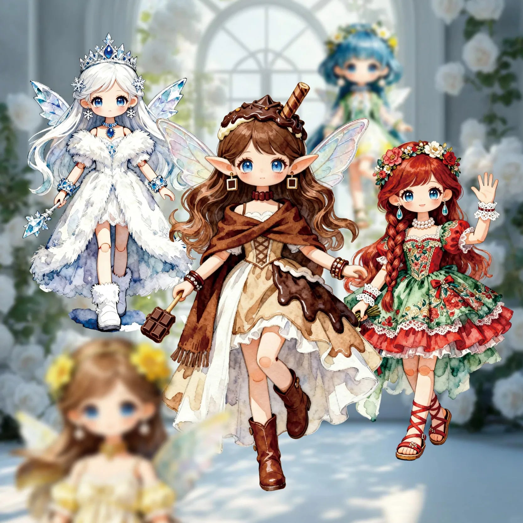 Vintage Story Lolita Angel Girls Stickers, Sweet Doll Character Collage Supplies for Journals, Multi-purpose Decorative Stickers Qme