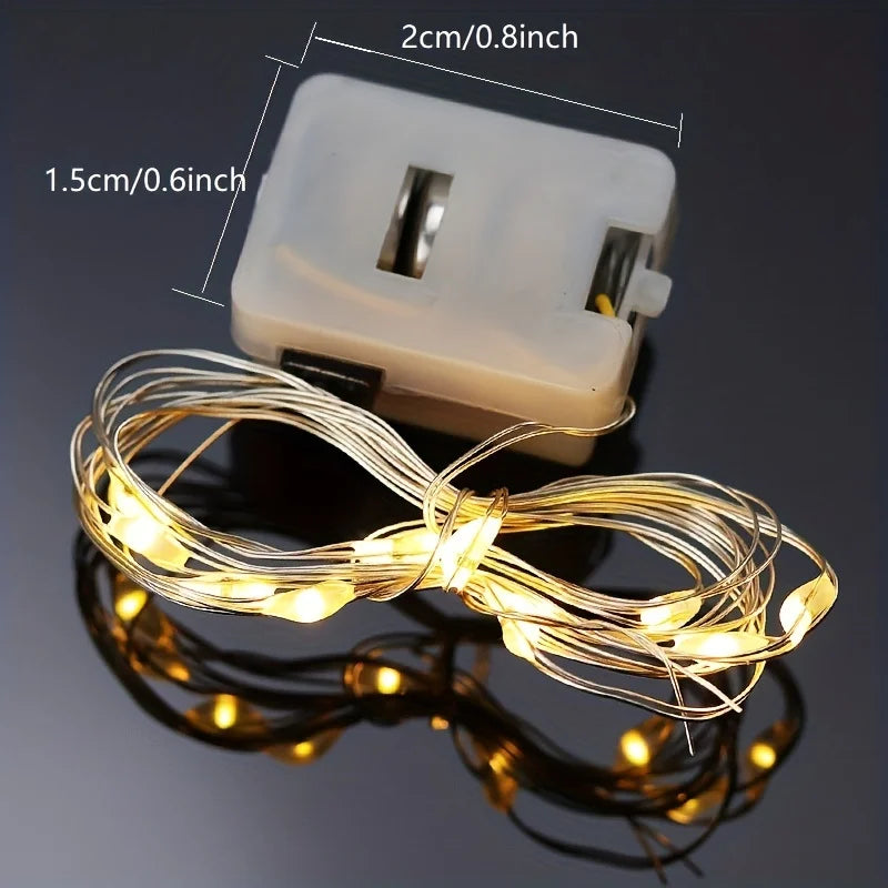 LED Fairy Lights Copper Wire String Lights Battery Powered Warm & Multicolor Mini Garland For Wedding Party Gift Box Decoration Qme