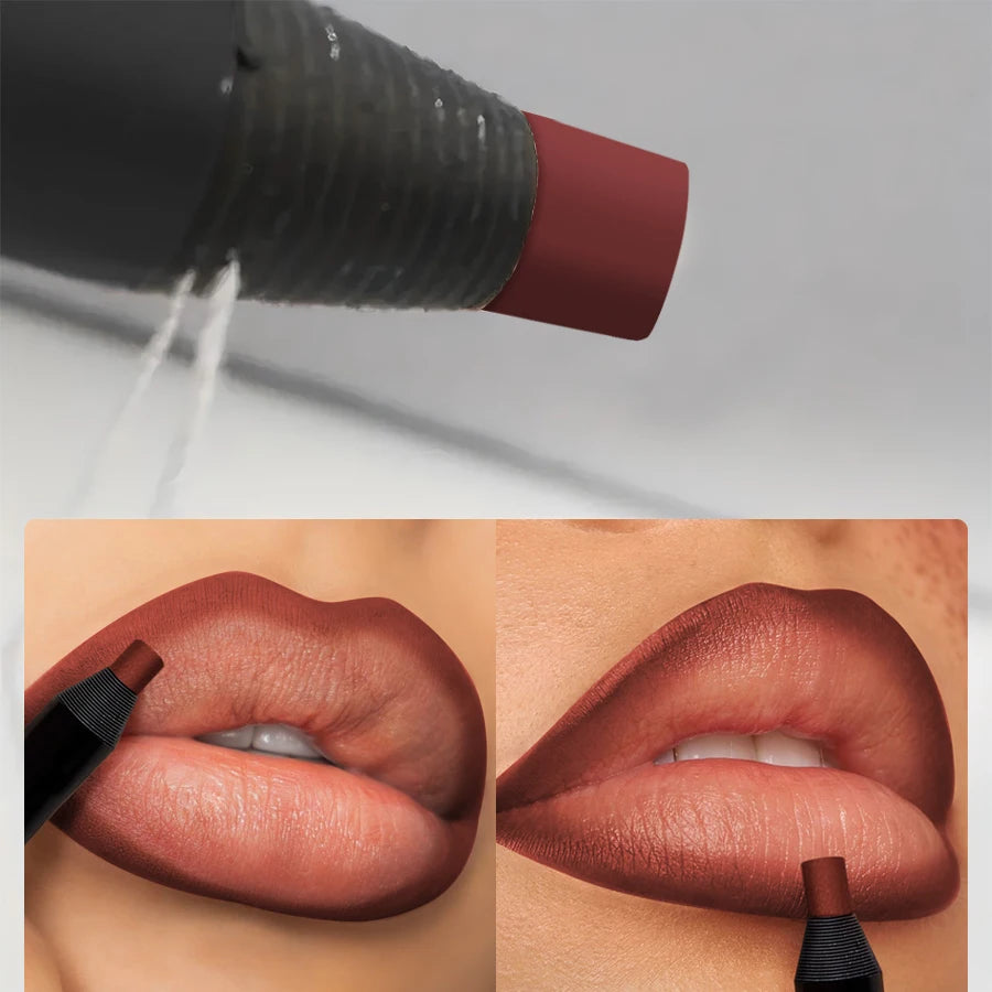 Waterproof Matte Lip Liner Contours Lips Shades Lipstick Long Lasting Qme