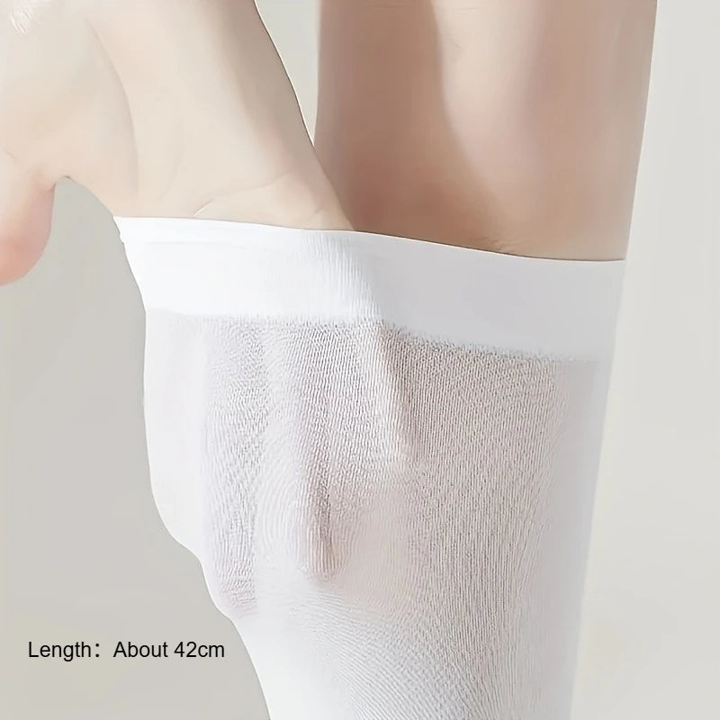 Women's Calf Socks - Black White Thin JK Style Knee High Socks, Slimming & Shaping, Non-slip,Breathable For Daily Wear Qme