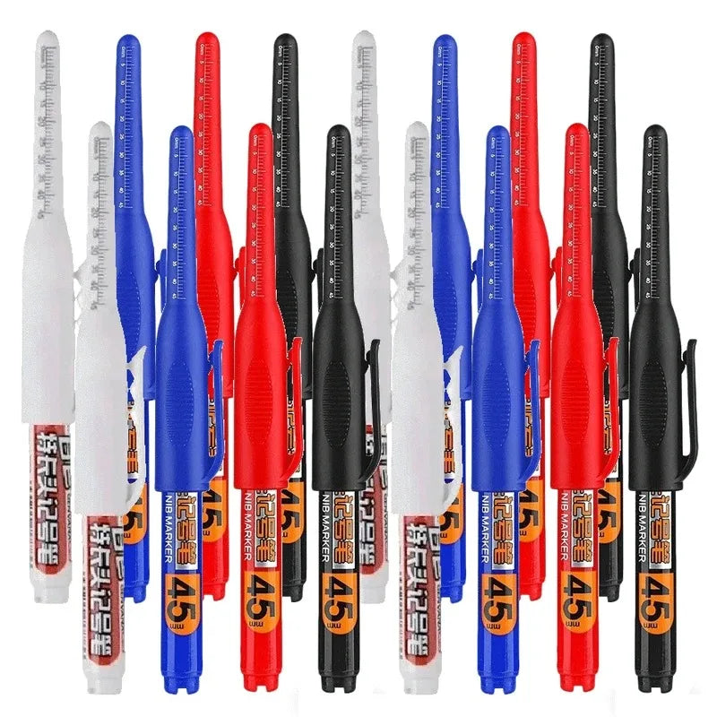1- Waterproof Deep Hole Marker Pens Long Nib Head Carpenter Pen Black