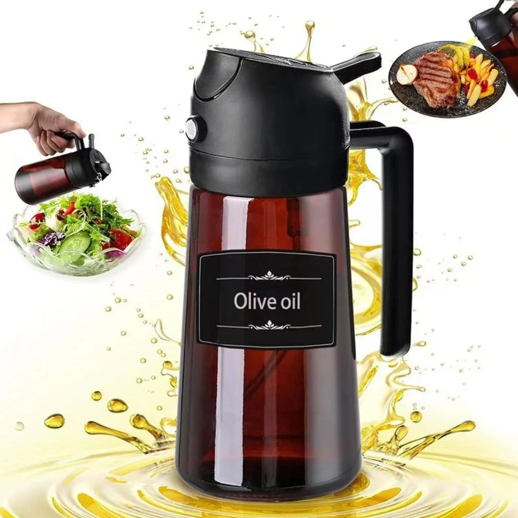 2-in-1 Light Blocking Brown Oil Sprayer Cooking Olive Dispenser Qme