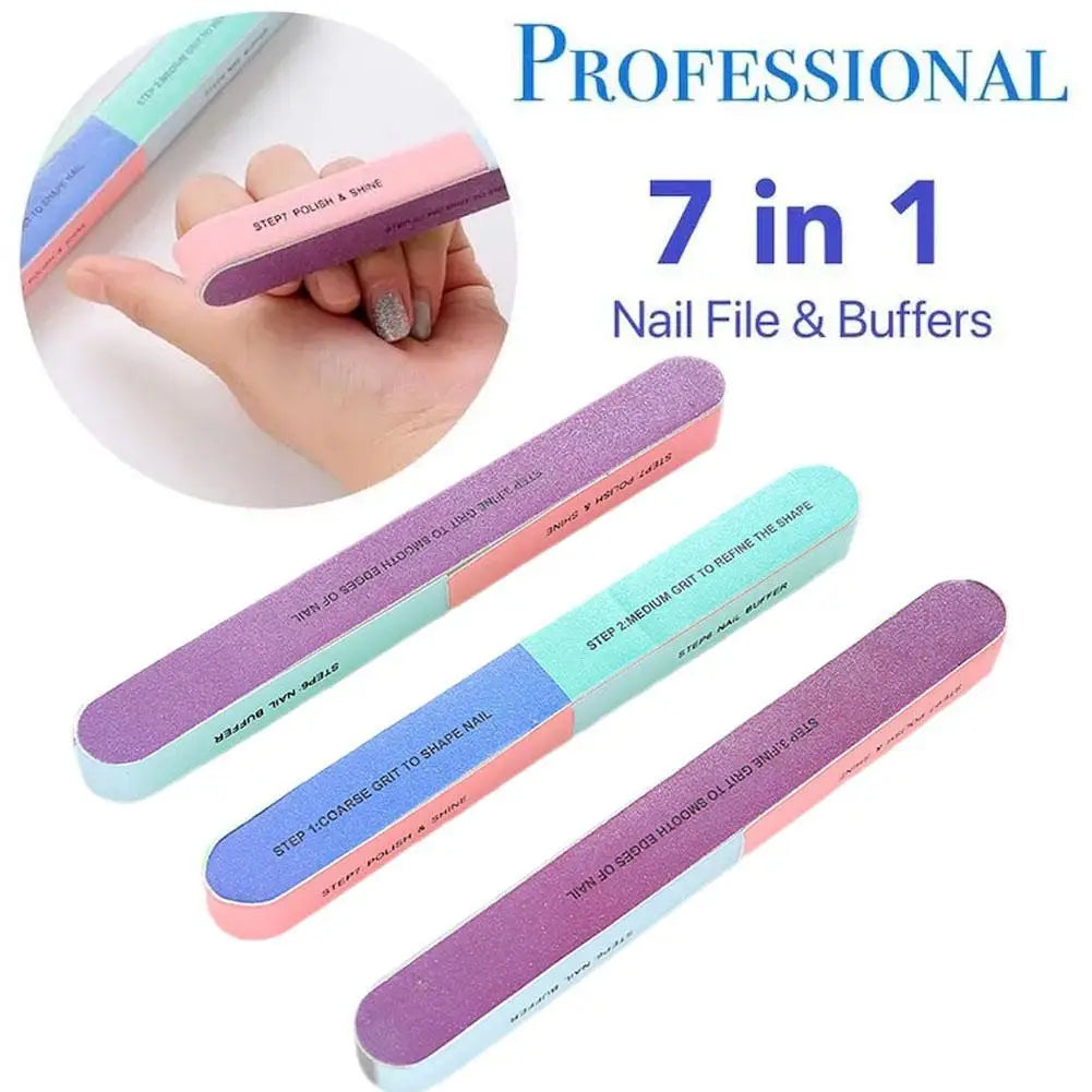 Professional Nail File Nail Buffers Blocks For Natural Nails Shine Smoother Upgrade Seven Steps Polisher Fingernail Files Buffer Qme
