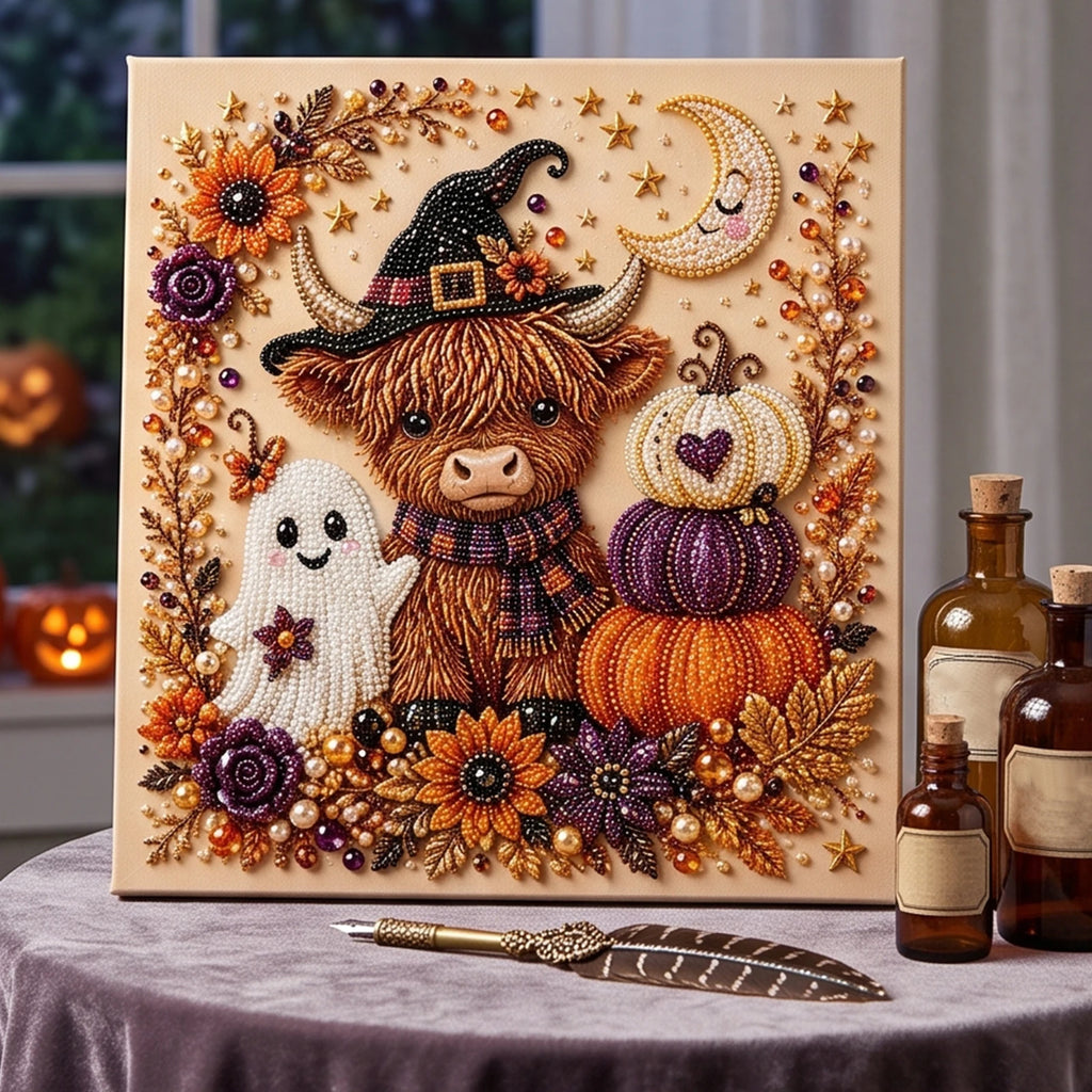 DIY Halloween Framed Diamond Art Pearl Painting Kit 7.87x7.87inch Pearl Diamond Dots Gem Art Craft Pearl Diamond Dots Painting Qme