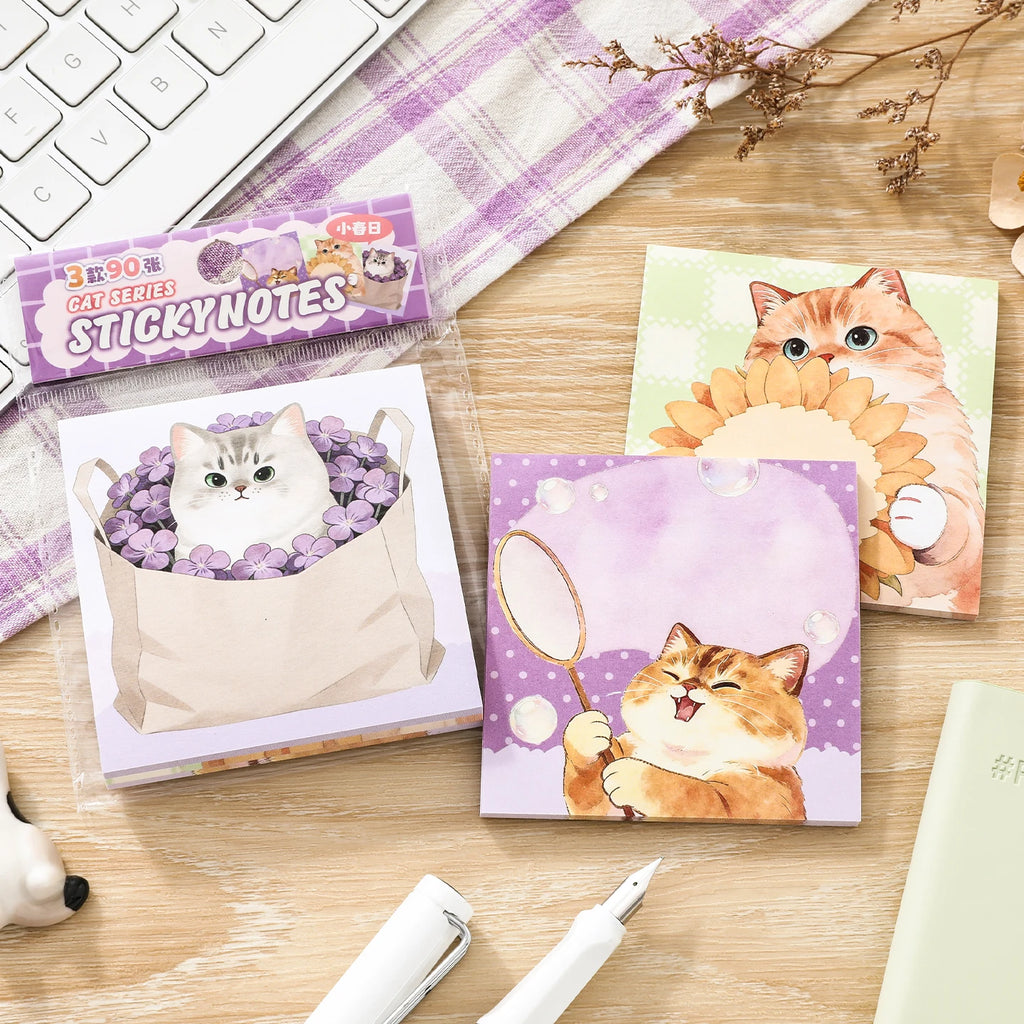 TIANZI 90 Sheets Daily Do It Check List Memo Pad Scrapbooking Cat Cartoon Message Paper Kawaii Cute Sticky Notes School Supplies Qme