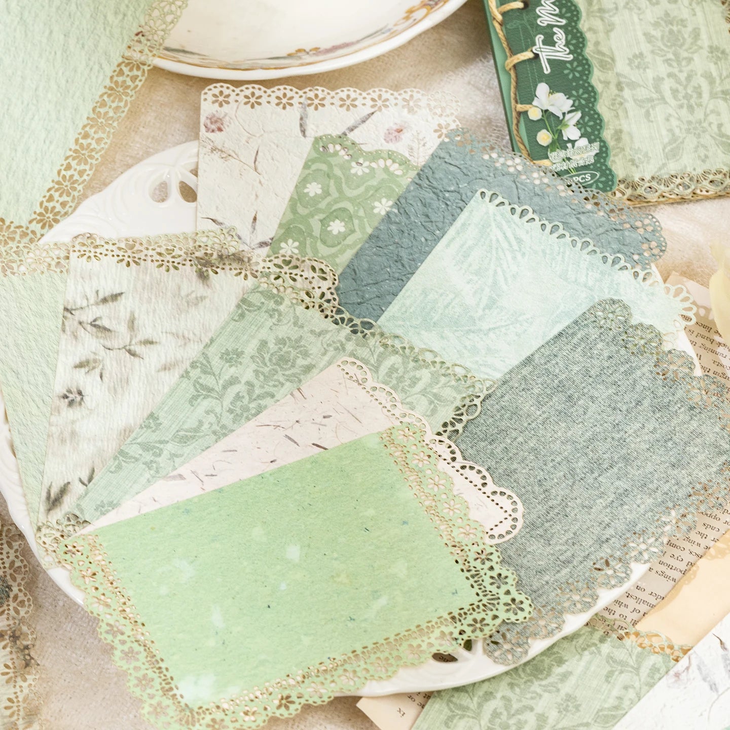 20 sheets Ins Lace Memo Material Book Decorative Paper Creative Collage Junk Journal DIY Scrapbooking Aesthetic Craft Paper Qme