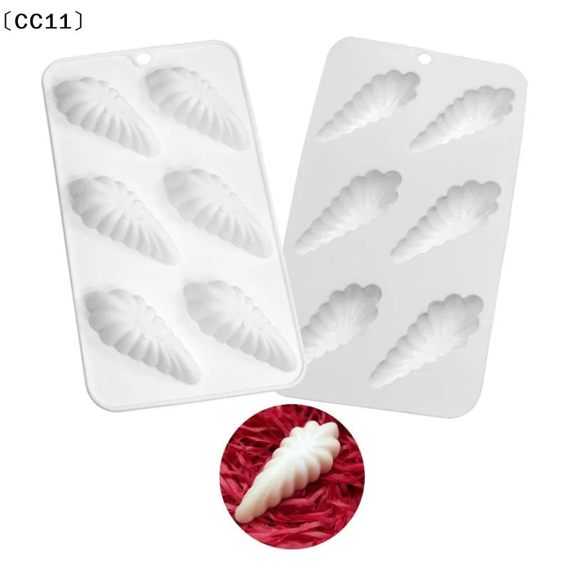 6 Cavity Shell Design Pudding Silicone Mousse Mould 3D Candy Qme