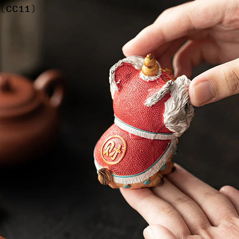 Color-changing Tea Pet Lion Dance Auspicious Table Decoration Chinese Qme