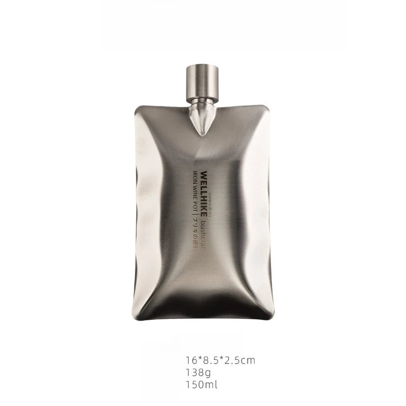 Outdoor Camping 304 Stainless Steel Portable Flat Flask Carrying Qme