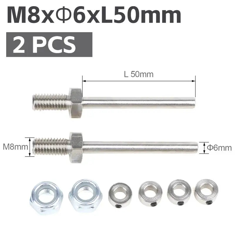 2 Pcs Wheel Axles Steel Shaft With Stop Nuts Dia 3/4/5/6MM Landing Gear Assembly M5/M6/M8 Thread Spares For RC Airplane Model Qme M8x6xL50