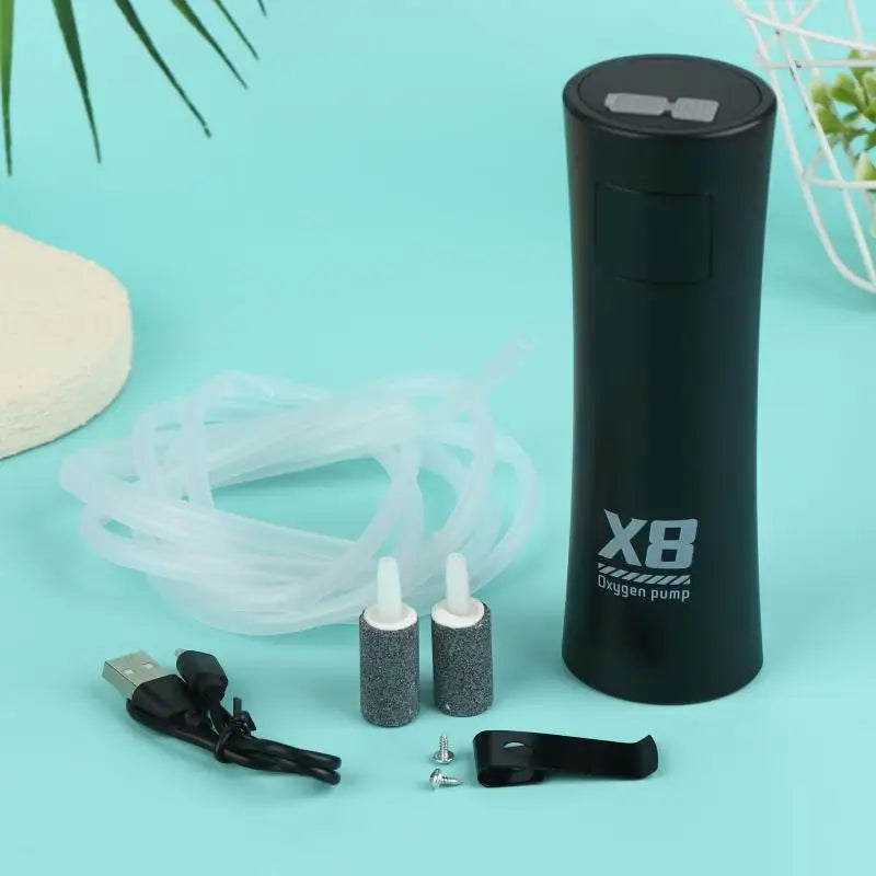 USB Rechargeable Mini Oxygen Aerator Pump Outdoor Aquarium Fishing Qme