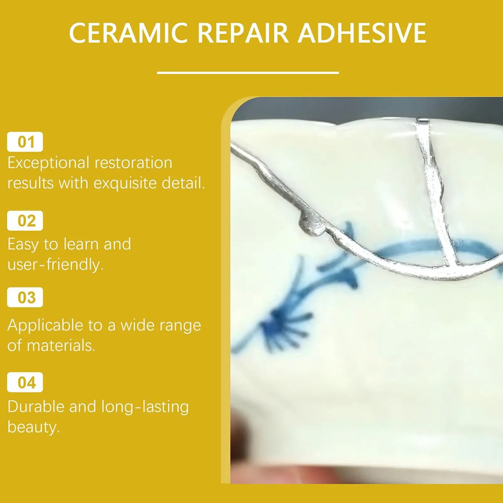 Porcelain Repair Broken Ceramics Glass Glue Adhesive Refinishing Art Qme