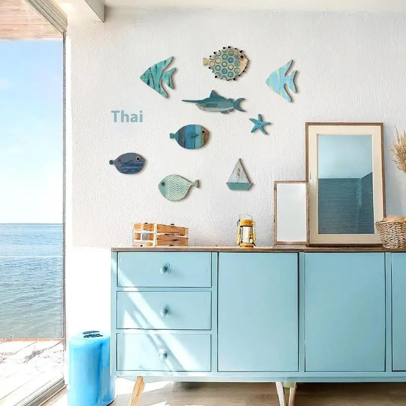 Fish Wall Decor Beach Theme Bathroom Art Nautical Coastal Ocean Qme